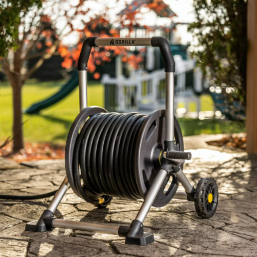 Save $25 on the Gorilla 200 ft. Aluminum Zero-Rust Upright Hose Reel