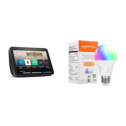 Save $73 on the Echo Show 8 (2nd gen) with Amazon Basics Smart Color Bulb