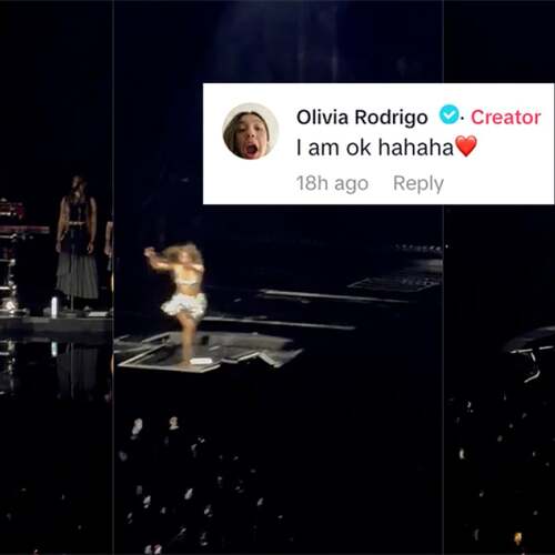 Watch Olivia Rodrigo fall through a hole in the stage mid-performance