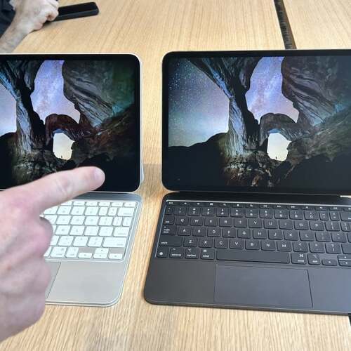 iPad Pro 2024 hands-on: How the new 'nano-texture glass' looks next to one without it