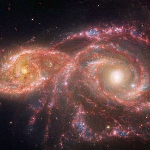 Webb and Hubble telescopes provide a preview to galactic cannibalism