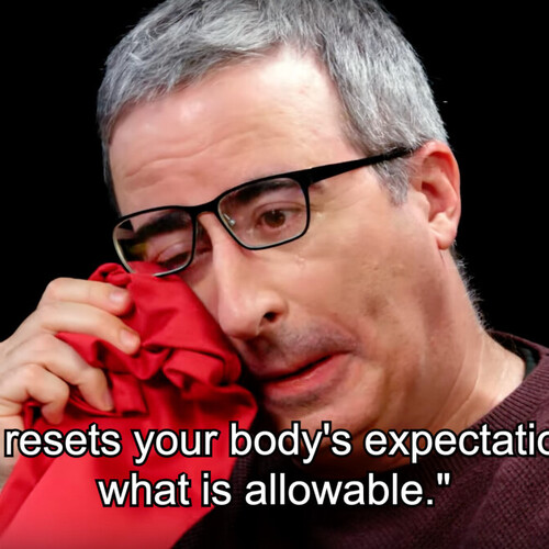 7. John Oliver's 'Hot Ones' episode reduces him to a pool of tears and regret