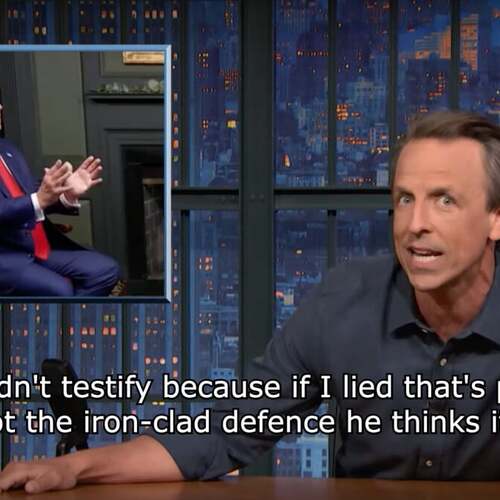 Trump denies he ever said 'lock her up.' Seth Meyers proves otherwise.