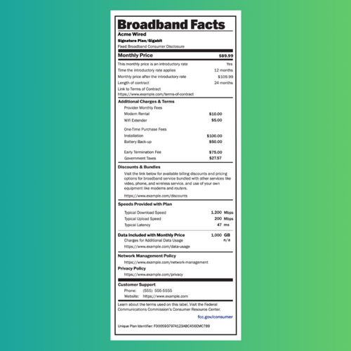 The FCC Now Requires 'Nutrition Labels' on Broadband Deals