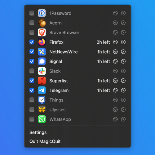 MagicQuit Automatically Quits Unused Mac Apps